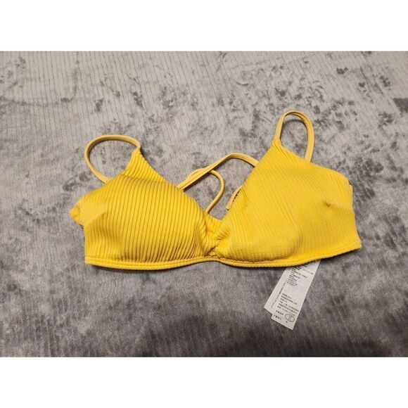 Hollister Women's Plus Ribbed Strappy Bikini Top Size S Yellow - Picture 1 of 3